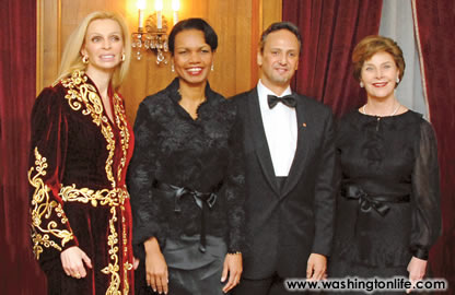 Rima Al-Sabah, Secretary of State Condoleezza Rice, Kuwaiti Amb. Salem Al-Sabah and First Lady Laura Bush