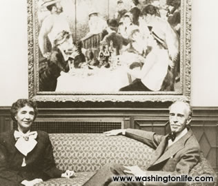 Marjorie and Duncan Phillips in front of Renoir’s“Luncheon of the Boating Party” (1880–81), 1954