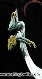 An acrobat performs at the Dream Ball