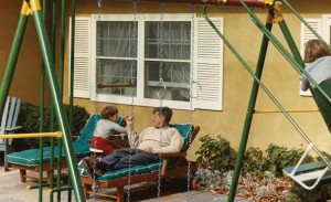 President John F. Kennedy relaxes with his children, John Jr. and Caroline, on the patio of Wexford, his Middleburg retreat on November 10, 1963. Nancy and Ronald Reagan (who also loved to take long rides in the horse country around Middleburg) later rented the same house from subsequent owners in 1980, prior to his taking office.  (Photo by Cecil Soughton, The White House/Kennedy Library).  