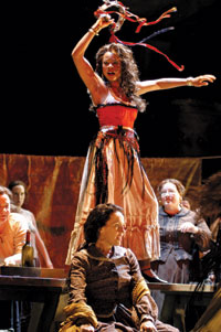 Graves as Carmen in the “Habanera” scene. 