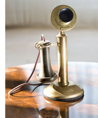 An early prototype of the telephone, possibly used by Alexander Graham Bell himself- Bell was son-in-law to Gardiner Greene Hubbard, the original owner of Twin Oaks