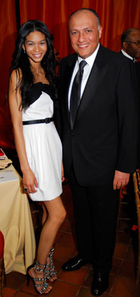 Chanel Iman and Egyptian Ambassador Sameh Shoukry