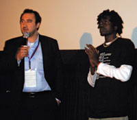 Producer Karim Chrobog and star Emmanuel Jal at the premiere of  their award-winning documentary, War Child