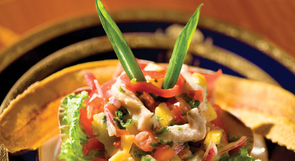 Colombian Trout Ceviche, created by Embassy Chef, Gladys Rodriguez, is made with fresh Colombian trout shipped directly from the country of Colombia with coconut milk and cilantro.
