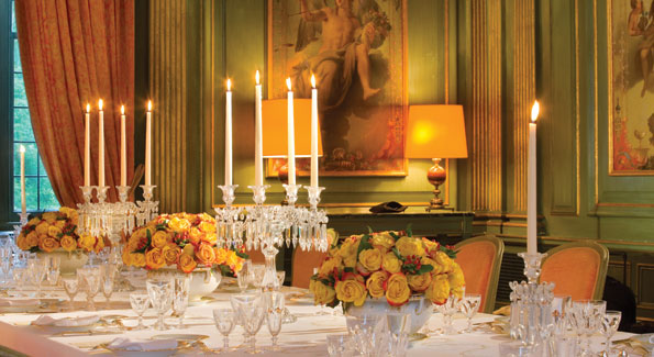 The beautiful pale green boiserie dining room is the site of sumptuous meals and has hosted some of Washington's most notable social and intellectual gatherings. Amb. Vimont will now be responsible for the well-stocked wine cellar - a task his predecessors have taken very seriously, much to the delight of dinner guests. 