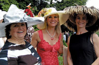 Jane Sloat Ritchie, Christine Reed, and Victoria Lombardo, winner of the “Show Stopper” category of the Hat Contest at the 20th “Perennial” Garden Party at Woodrow Wilson House.