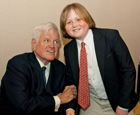 Senator Kennedy with his grandson Teddy at his 2009 birthday celebration at the Kennedy Center. Photo by Margot Shulman.