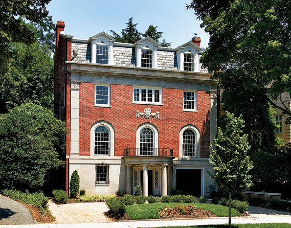 Built in 1926, this gorgeous five-bedroom neo-Georgian with limestone columns is located at 2507 Massachusetts Ave., NW, across from the Japanese Embassy. 