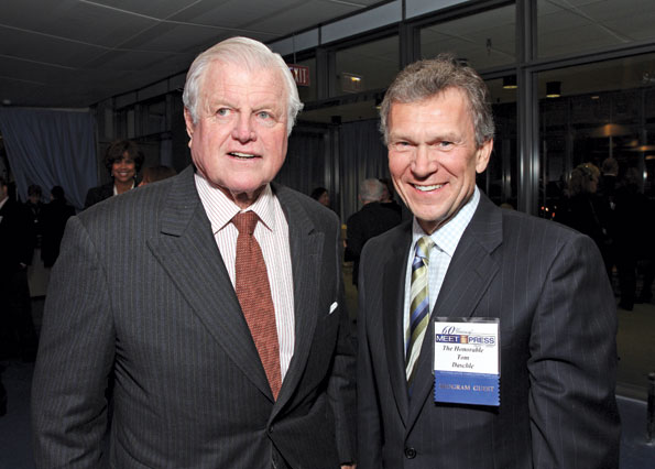 Senator Kennedy and Tom Daschle at the 2008 "Meet the Press" 60th Anniversary celebration. Photo by Tony Powell.