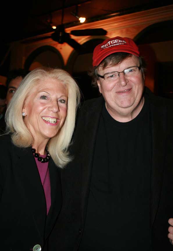 Michael Moore with Kandy Stroud at the opening of “Capitalism: A Love Story.”