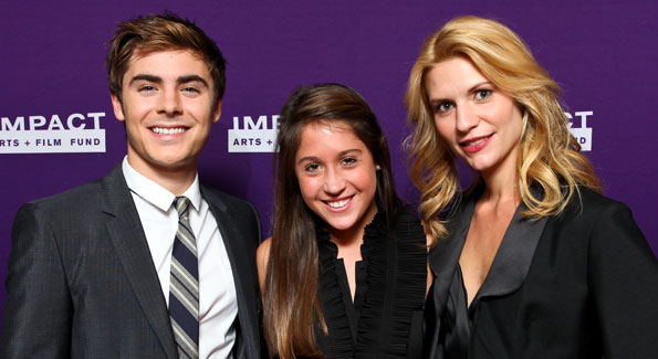 Zac Efron, Sissy Dreyer and Claire Danes. (Photo by Tony Powell courtesy of IMPACT ARTS and FILM FUND)