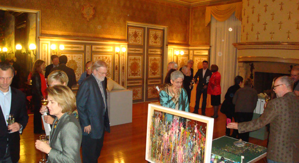 Guests perusing the artworks for sale. Photograph by Alannah Wells