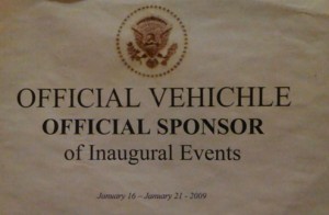 The limo pass that Salahi limo driver Greg Woodell claims Tareq forged in order to gain access to the inauguration ceremony at the Lincom Memorial which was attended by Barack Obama and all the living presidents. Note the misspelling of "Vehicle"