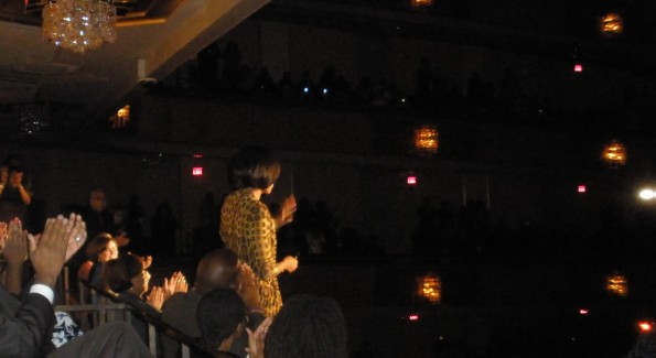 The First Lady of the United States is acknowledged by Stevie Wonder and the audience at the Kennedy Center.
