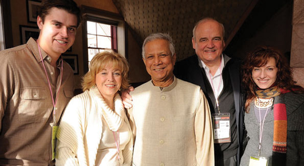 Pat Michell and Muhammad Yunus with guests at a 2010 Sundance Film Festival Board Brunch