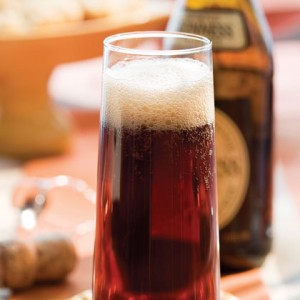 The Black Velvet cocktails gets its fizz both from stout and sparkling wine.