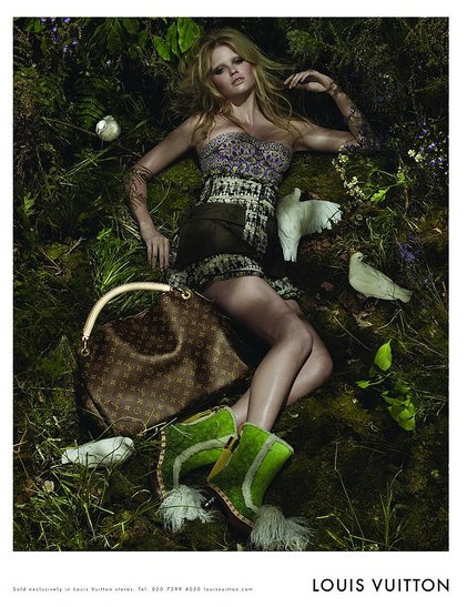 Lara Stone (replacing Madona) shot by Steven Meisel, Louis Vuitton spring 2010 ad campaign