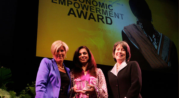 Roshaneh Zafar with guests at 2010 Vital Voices Global Leadership Awards at the Kennedy Center. (Photo by Sharon Farmer)