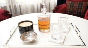 A well-placed decanter looks perfectly at home on an elegant marble tabletop