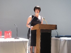 Christine Brooks-Cropper teared up while introducing Fern Mallis. Photo courtesy of Janice Wallace.