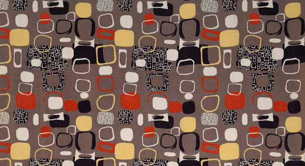 Untitled (Pebbles), (detail), ca. 1952. Jacqueline Groag. Manufactured by David Whitehead, Ltd. Jill A. Wiltse and H. Kirk Brown III Collection of British Textiles.