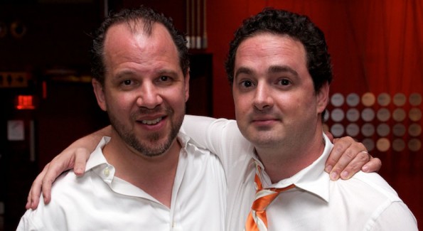 Aaron Posner and Jeremy Skidmore at the NRTC DAINTY Award Fundraiser. Photo by Ariana Hodes.