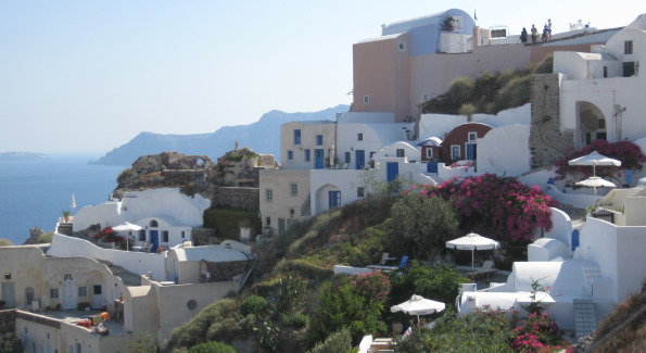 Views of Santorini from the Oia, a small beautiful village at the tip of the island