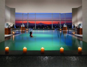 The swimming pool with panoramic view at the St. Regis Mexico City