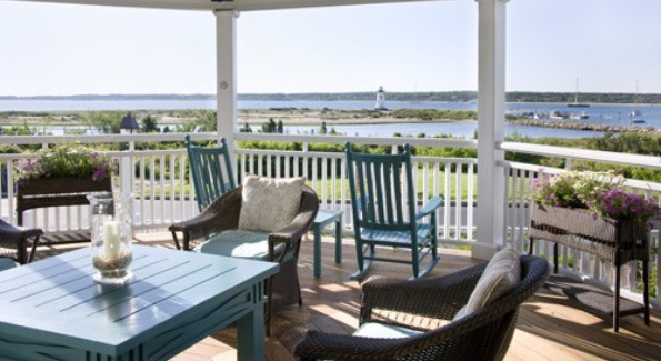 Spacious Seating and Scenic Views From the Patio of the Harbor View Hotel & Resort