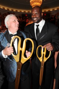 Jim Justice and Shaquille O'Neal share a light moment at the Casino Club's ribbon cutting.  Courtesy Photo/The Greenbrier 