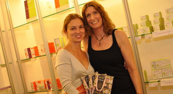 Ada Polla, CEO of Alchimie Forever, with author Cathy Alter. Photo by Daniel Swartz.