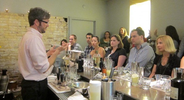 Hendrick's Brand Ambassador Jim Ryan shows attendees the basics of bartending.