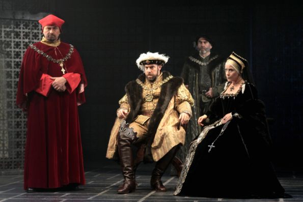 Anthony Cochrane, Ian Merrill Peakes, Lawrence Redmond and Naomi Jacobson in Shakespeare’s Henry VIII, on stage at Folger Theatre through November 21, 2010.