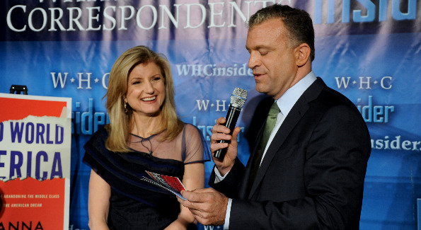 Arianna Huffington, pictured with Dylan Ratigan, dazzles as her new book is promoted.