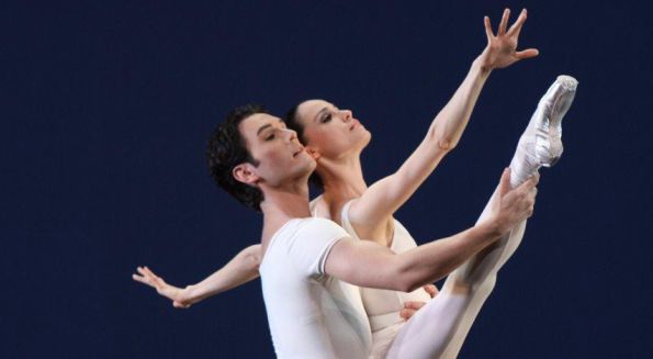 Natalia Magnicaballi and Michael Cook in Movements for Piano and Orchestra. Photo by Carol Prat.