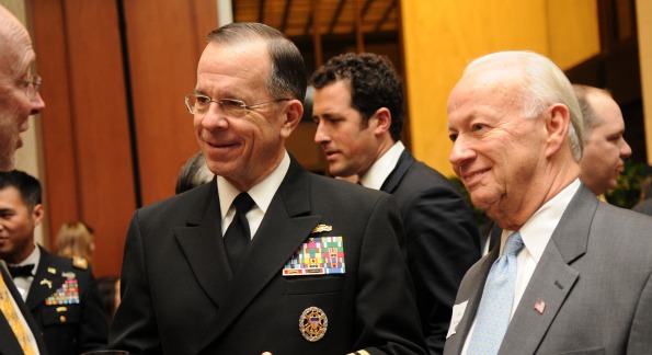 Admiral Mike Mullen & Bob Forrester at the Salute for those who Serve. Photo Courtesy of Kimball Stroud.
