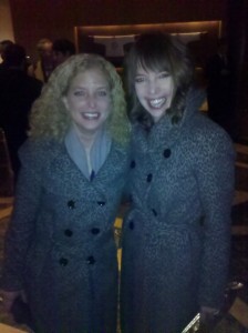 Roll Call's Emily Heil and Rep. Debbie Wasserman-Schultz (D-FL) in matching jackets at the Washington Press Club Foundations' Dinner.