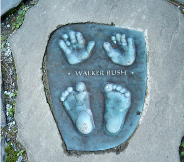 George W. Bush's hand and footprints in the Children's Garden. (Photo taken by JoshBerglund19)