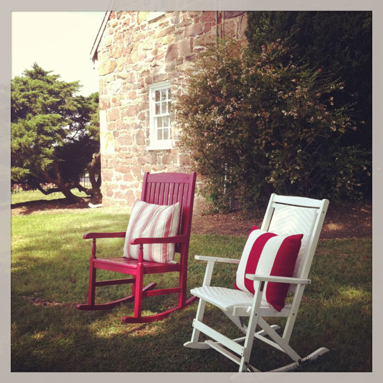 Rocking chairs invite guests to linger.