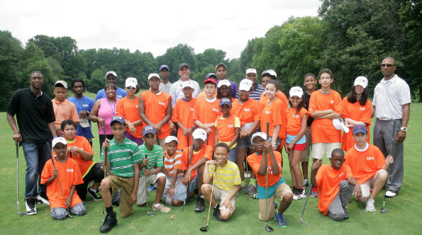 Participants in the Camp Hart annual golf event at Woodmore Country Club.