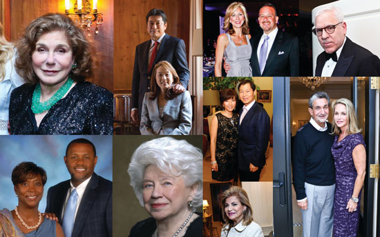 Clockwise from top left: Teresa Heinz (file), Dr. Ryuji Ueno and Sachiko Kuno (courtesy S&R Foundation), Jean-Marie and Raul Fernandez (file), David Rubenstein (file), Ted and Lynn Leonsis (file), Cindy and Jeong Kim (file), Annie Totah (file), Betty Brown Casey (courtesy), Brenda and Mark Moore (courtesy).