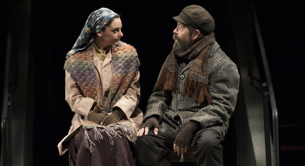 Hannah Corneau as Hodel and Jonathan Hadary as Tevye in Arena Stage's 'Fiddler on the Roof.' (Photo by Margot Schulman)
