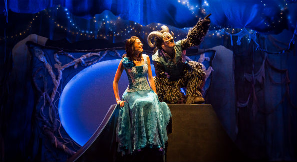 Irinka Kavsadze as Belle, and Vato Tsikurishvili as The Beast in Synetic Theatre's production of "Beauty and the Beast." (Photo by Johnny Shryock)