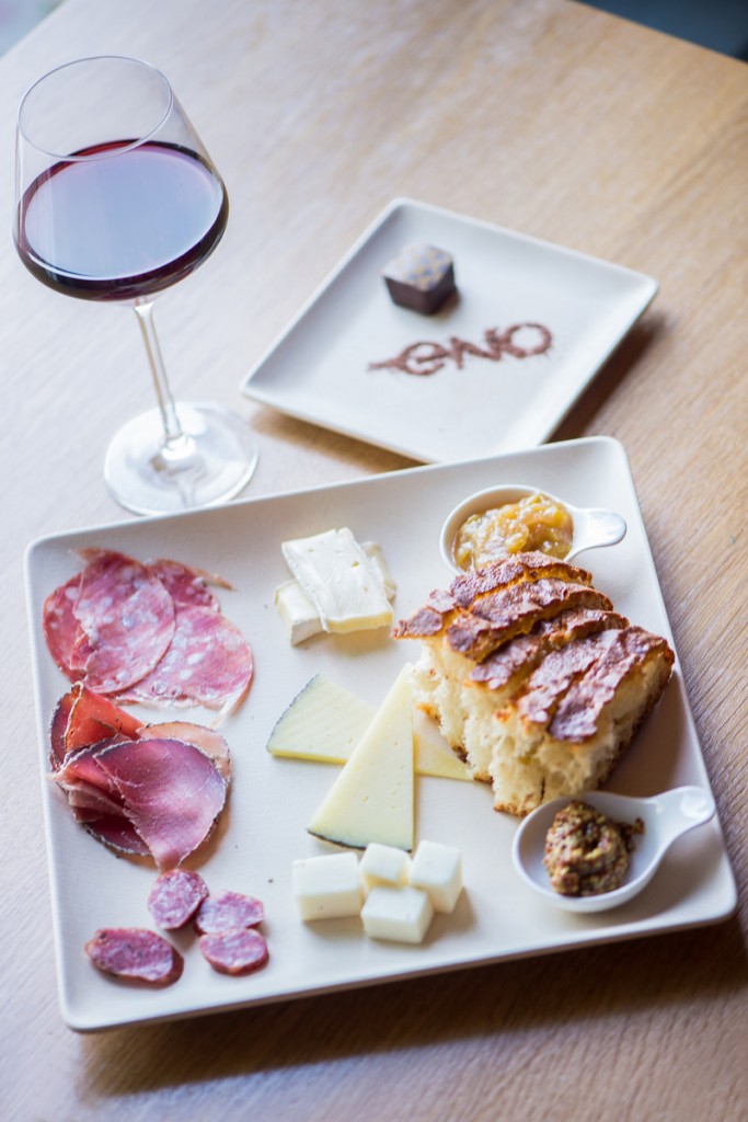 Sip on bubbly and nosh on charcuterie, cheese and chocolate at ENO Wine Bar. Photo courtesy of ENO Wine Bar.