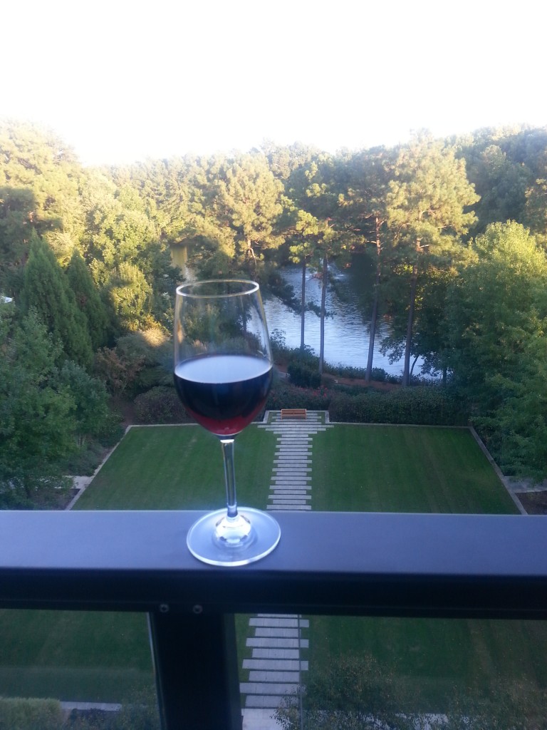 Enjoy wine at the hotel bar, or grab a glass of wine on your balcony. Photo courtesy of Kelly Magyarics.