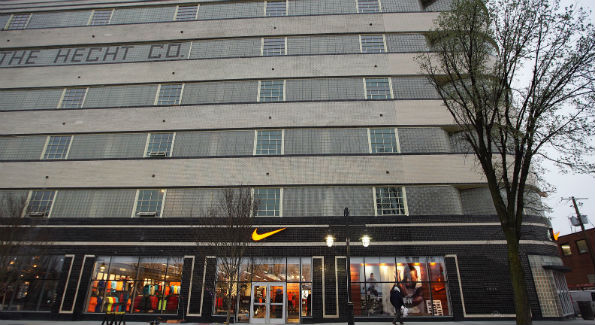 Nike store exterior in Hecht building (Photo courtesy Nike)