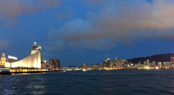 Hong Kong skyline at night from ferry (Photo by Kandie Stroud)