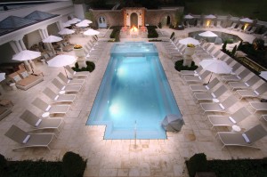 The spa garden at night. (Photo courtesy Omni Hotels)