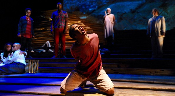 Isaiah Mays as Boy in 'Unexplored Interior' at Mosaic Theater. (Photo by Stan Barouh)